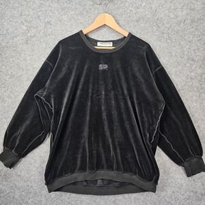Sonia Rykiel Sweatshirt Womens L Black Velour French Monogram Jumper Oversized